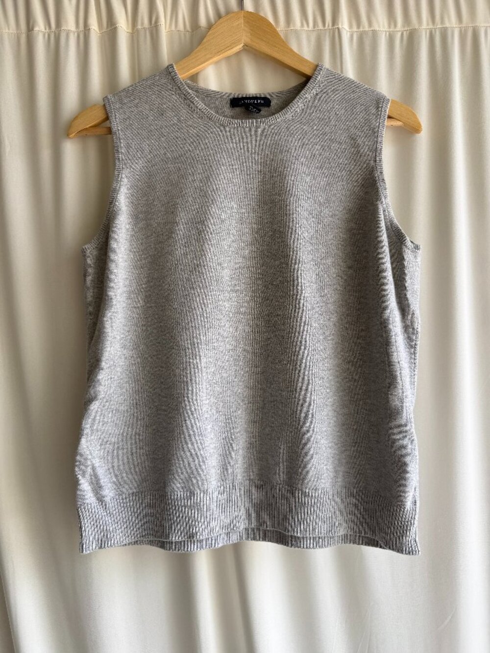 Lands’ End Gray Cotton Knit Sweater Vest Tank Top Medium